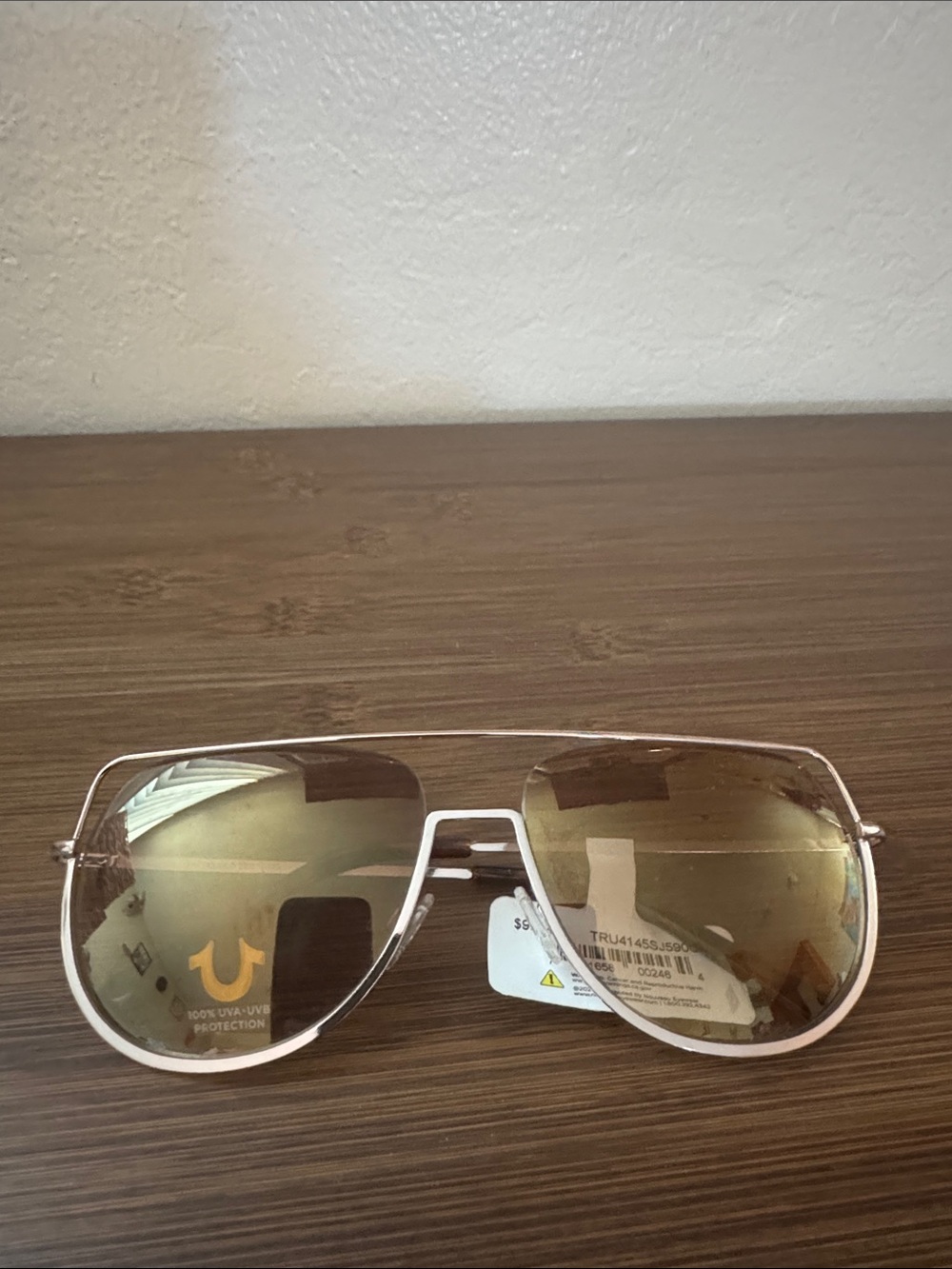 True Religion Rose Gold Frame Brown Mirrored Aviator Sunglasses